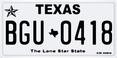 TX license plate BGU0418