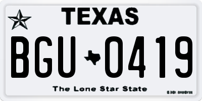 TX license plate BGU0419