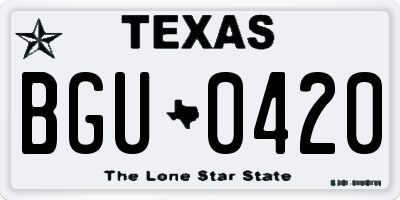 TX license plate BGU0420