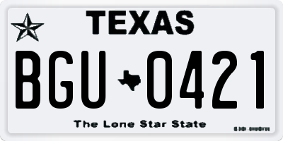 TX license plate BGU0421