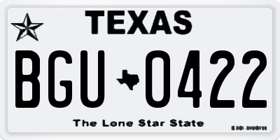 TX license plate BGU0422