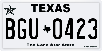 TX license plate BGU0423