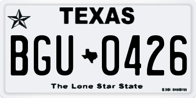 TX license plate BGU0426