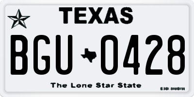 TX license plate BGU0428