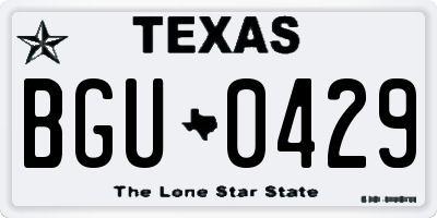 TX license plate BGU0429