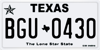 TX license plate BGU0430