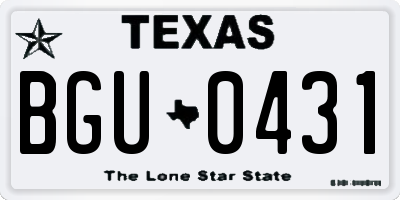 TX license plate BGU0431