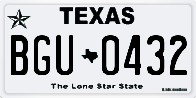 TX license plate BGU0432