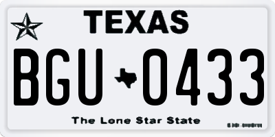 TX license plate BGU0433