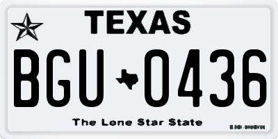 TX license plate BGU0436