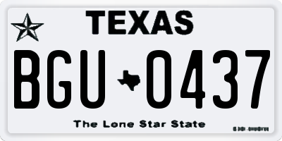 TX license plate BGU0437