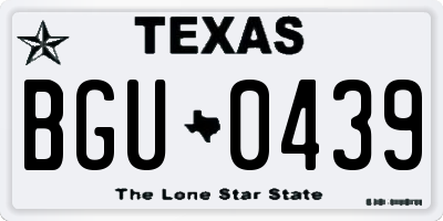 TX license plate BGU0439