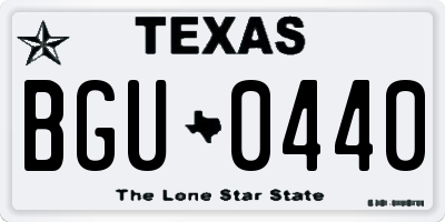 TX license plate BGU0440