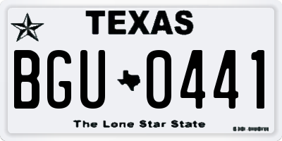 TX license plate BGU0441