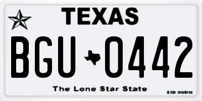 TX license plate BGU0442