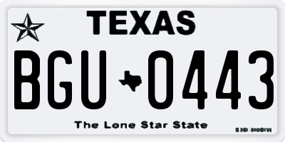 TX license plate BGU0443