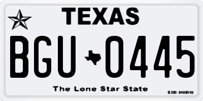 TX license plate BGU0445