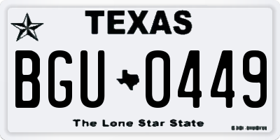 TX license plate BGU0449