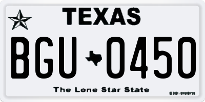 TX license plate BGU0450