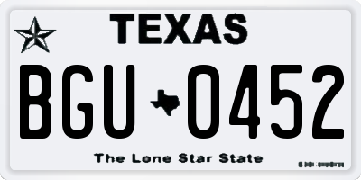 TX license plate BGU0452