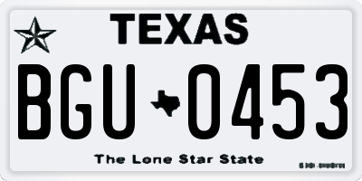 TX license plate BGU0453