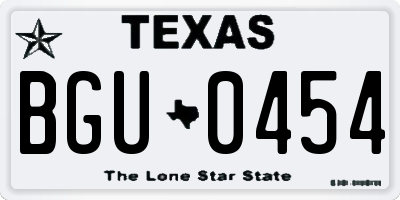 TX license plate BGU0454