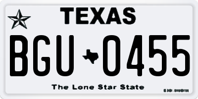 TX license plate BGU0455