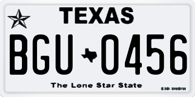 TX license plate BGU0456