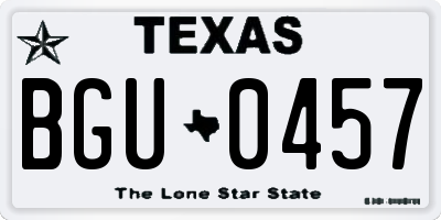 TX license plate BGU0457