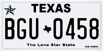 TX license plate BGU0458