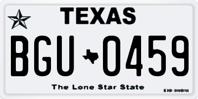 TX license plate BGU0459