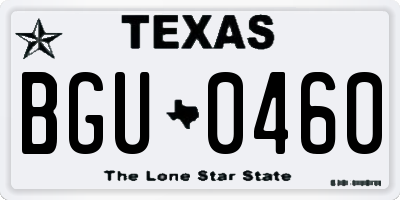 TX license plate BGU0460