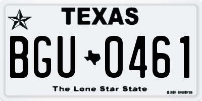 TX license plate BGU0461