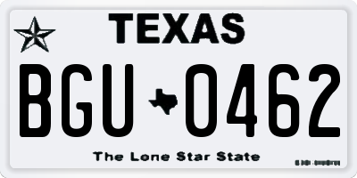 TX license plate BGU0462
