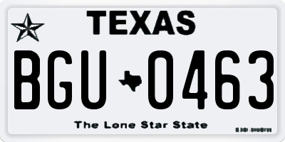 TX license plate BGU0463