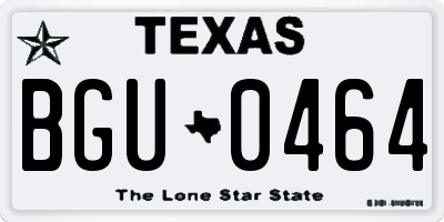 TX license plate BGU0464