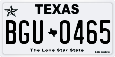 TX license plate BGU0465