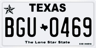 TX license plate BGU0469