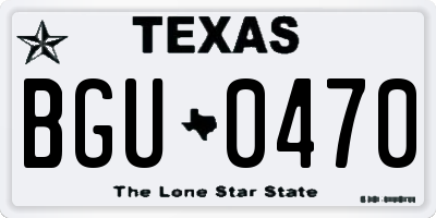 TX license plate BGU0470
