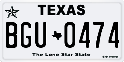 TX license plate BGU0474