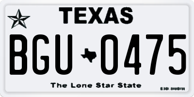 TX license plate BGU0475