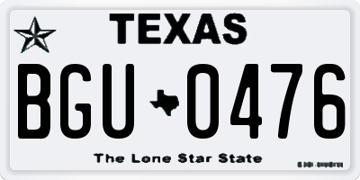 TX license plate BGU0476