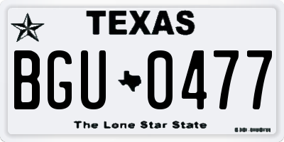 TX license plate BGU0477