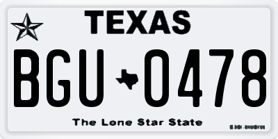 TX license plate BGU0478