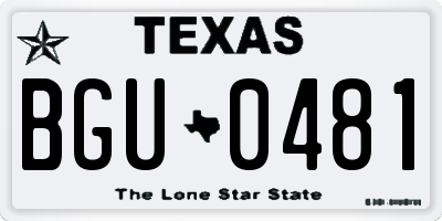TX license plate BGU0481