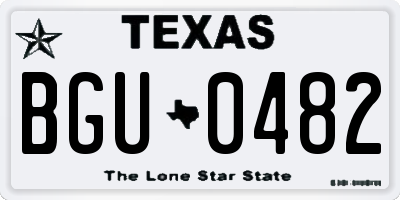 TX license plate BGU0482