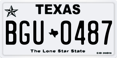 TX license plate BGU0487