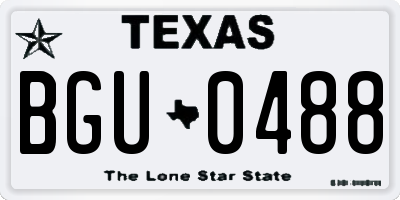 TX license plate BGU0488