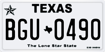 TX license plate BGU0490