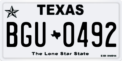 TX license plate BGU0492